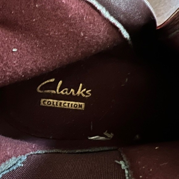 Clarks Boots Womens 7.5M Ankle Burgundy Wedge Heel Suede Zip Up‎ Casual Boho - Picture 7 of 8